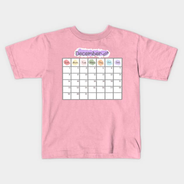 December 2024 Calendar Kids T-Shirt by BigSaturn